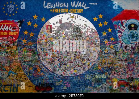 Muro di John Lennon a Praga, Repubblica Ceca Foto Stock