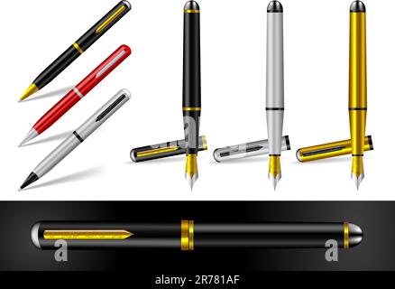Penna stilografica e penna a sfera - Illustrazione Vettoriale Illustrazione Vettoriale