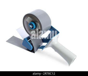 Dispenser portatile con rotolo di nastro adesivo isolato su bianco Foto Stock