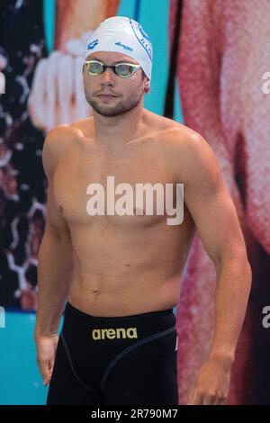 Rennes, Francia. 13th giugno, 2023. Logan Fontaine partecipa ai Campionati nazionali francesi di nuoto 2023 a Rennes, Francia, il 13 giugno 2023. Foto di Aurore Marechal/ABACAPRESS.COM Credit: Abaca Press/Alamy Live News Foto Stock