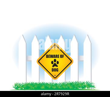 attenzione al cartello giallo del cane Illustrazione Vettoriale