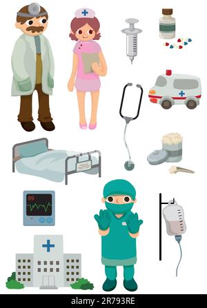 icona cartoon hospital Illustrazione Vettoriale