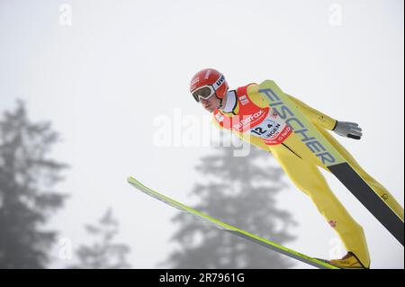 Michael Uhrmann Aktion Skispringen Welt Cup Teamspringen a Willingen 7,2.2010. Foto Stock