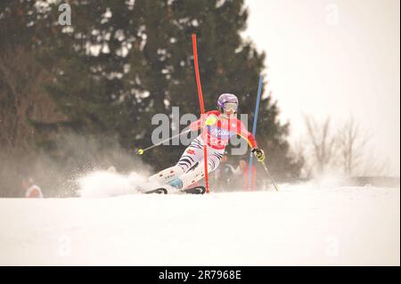 Maria RIESCH Aktion Ski Alpin Welt Cup finale im Slalom 13.3.2010 a Garmisch Patenkirchen. Foto Stock