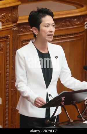 Tokyo, Giappone. 14th giugno, 2023. Opposizione del Giappone Partito democratico costituzionale del Giappone il legislatore Renho tiene un discorso alla sessione plenaria della Camera superiore alla Dieta Nazionale di Tokyo mercoledì 14 giugno 2023. (Foto di Yoshio Tsunoda/AFLO) Foto Stock