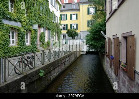Torrente che attraversa la storica città di Friburgo in Breisgau Foto Stock