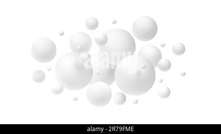 Sfere astratte isolate su sfondo bianco. Bianco. illustrazione 3d. Foto Stock