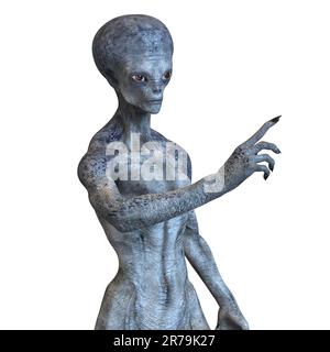 Alieno umanoide con texture della pelle estremamente dettagliata e realistica, illustrazione 3D Foto Stock