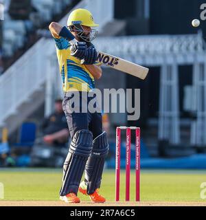 Moeen Ali battendo per gli orsi presi a Birmingham, Regno Unito, il 3 giugno 2023, durante la Vitality T20 Blast fixture tra Birmingham Bears & Notts Outlaws Foto Stock