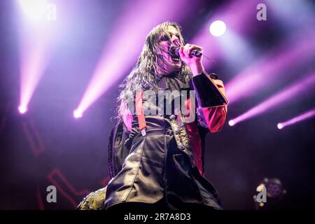 Solvesborg, Svezia. 07th, giugno 2023. La band svedese Avatar ha tenuto un concerto dal vivo durante il festival di musica svedese Sweden Rock Festival 2023 a Solvesborg. Qui il cantante Johannes Eckerström è visto dal vivo sul palco. (Photo credit: Gonzales Photo - Terje Dokken). Foto Stock