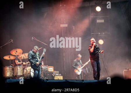 Solvesborg, Svezia. 07th, giugno 2023. La rock band americana Clutch si esibisce in un concerto dal vivo durante il festival di musica svedese Sweden Rock Festival 2023 a Solvesborg. Qui il cantante Neil Fallon è visto dal vivo sul palco. (Photo credit: Gonzales Photo - Terje Dokken). Foto Stock