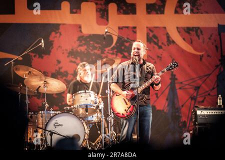 Solvesborg, Svezia. 07th, giugno 2023. La rock band americana Clutch si esibisce in un concerto dal vivo durante il festival di musica svedese Sweden Rock Festival 2023 a Solvesborg. Qui il cantante Neil Fallon è visto dal vivo sul palco. (Photo credit: Gonzales Photo - Terje Dokken). Foto Stock