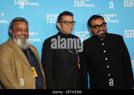 Sydney, Australia. 14th giugno 2023. Festival del film di Sydney 70th: Prima Australiana, tappeto rosso Kennedy allo state Theatre, 49 Market Street. Nella foto, L-R: tbc, TBC e il regista Anurag Kashyap. Credit: Richard Milnes/Alamy Live News Foto Stock