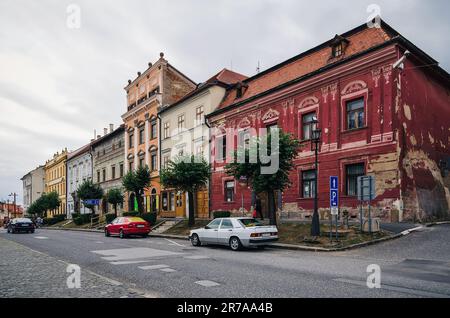 Levoca, Slovacchia - 18 agosto 2015: Vecchi edifici nella città vecchia di Levoca, Slovacchia. Foto Stock