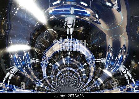 Artistic 3D illustration of a cyborg Foto Stock