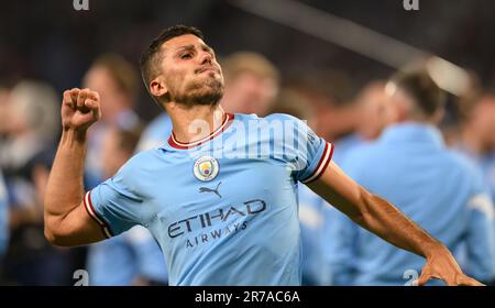 Istanbul, Turchia. 10th giugno, 2023. 10 giu 2023 - Manchester City / Inter Milan - UEFA Champions League - Final - Ataturk Olympic Stadium un appassionante Rodri celebra la vittoria alla finale di Champions League a Istanbul. Picture Credit: Notizie dal vivo su Mark Pain/Alamy Foto Stock