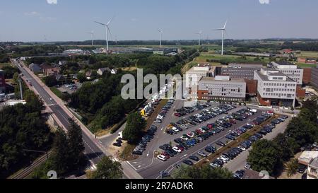 Aerial drone picture shows  the headquarters and main site of Colruyt Group, Wednesday 14 June 2023. BELGA PHOTO ERIC LALMAND Foto Stock