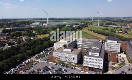 Aerial drone picture shows  the headquarters and main site of Colruyt Group, Wednesday 14 June 2023. BELGA PHOTO ERIC LALMAND Foto Stock