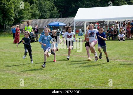 Gare per bambini al Rhu and Shandon Gala, festa estiva, Scozia Foto Stock