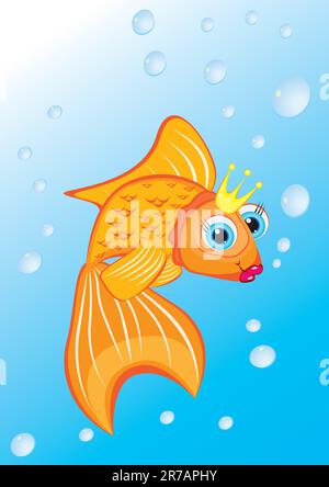 Classic pesce dorato con Golden Crown per la progettazione Illustrazione Vettoriale