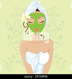 Ragazza con maschera facciale Illustrazione Vettoriale