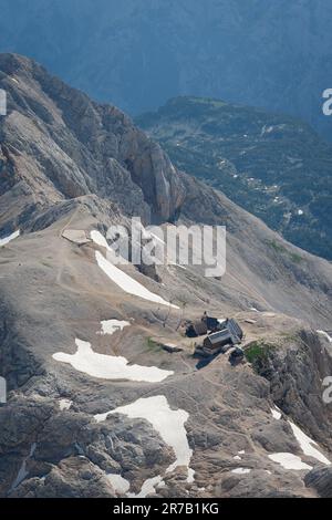 Vista dal Monte Triglav, la cima della Slovenia Foto Stock