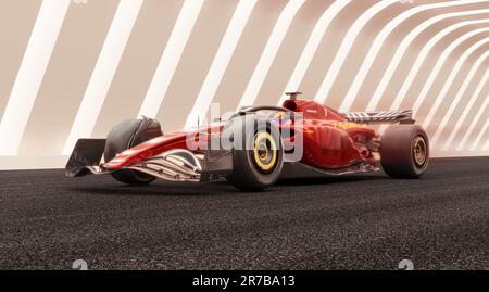 Formula uno auto da corsa in pista senza alcun marchio - rendering 3D Foto Stock