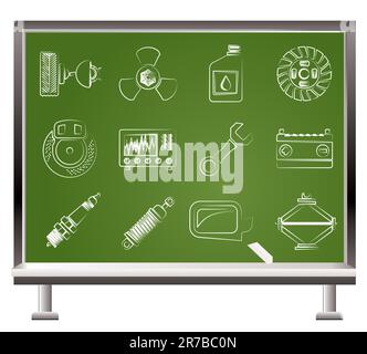 Parti di ricambio per automobili e le icone dei servizi - Vettore icona impostare Illustrazione Vettoriale