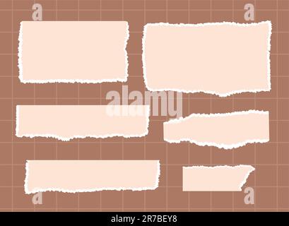 Pezzi di carta strappati per appunti, scrapbooking. Set mockup illustrazioni vettoriali. Illustrazione Vettoriale