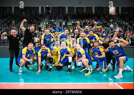 Lodz, Polonia. 14th giugno, 2023. Durante la partita di pallavolo europea CEV Golden League 20023 tra Ucraina e Belgio il 14 giugno 2023 a Lodz, Polonia. (Foto di PressFocus/Sipa USA) Credit: Sipa USA/Alamy Live News Foto Stock