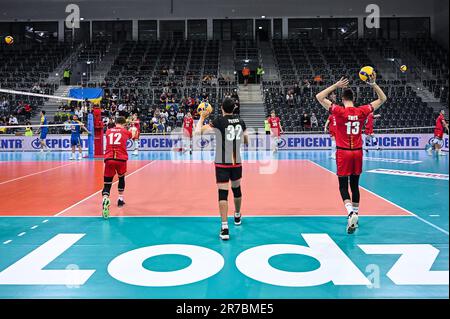 Lodz, Polonia. 14th giugno, 2023. Durante la partita di pallavolo europea CEV Golden League 20023 tra Ucraina e Belgio il 14 giugno 2023 a Lodz, Polonia. (Foto di PressFocus/Sipa USA) Credit: Sipa USA/Alamy Live News Foto Stock