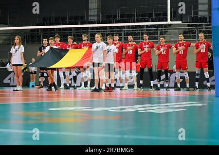 Lodz, Polonia. 14th giugno, 2023. Durante la partita di pallavolo europea CEV Golden League 20023 tra Ucraina e Belgio il 14 giugno 2023 a Lodz, Polonia. (Foto di PressFocus/Sipa USA) Credit: Sipa USA/Alamy Live News Foto Stock