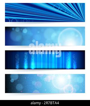Set di banner astratti. Design blu. Illustrazione Vettoriale