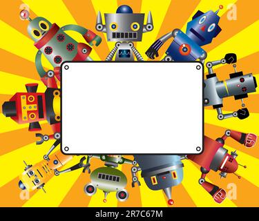 scheda robot cartoon Illustrazione Vettoriale