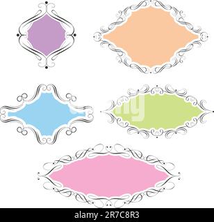 Collezione di cornici decorative utilizzando colori pastello Illustrazione Vettoriale