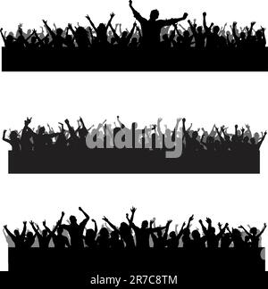 Raccolta di tre parti diverse sagome della folla Illustrazione Vettoriale
