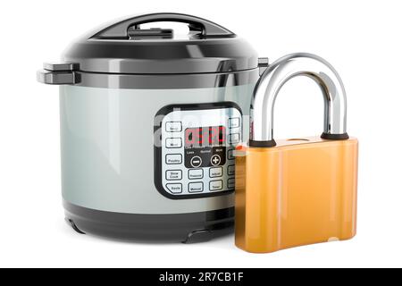 Multicooker automatico con lucchetto. 3D rendering isolato su sfondo bianco Foto Stock