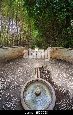 Scalinata ad acqua (Escalera del Agua) ai Giardini Generalife dell'Alhambra - Granada, Andalusia, Spagna Foto Stock