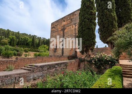 Torre del Captive (Torre de la Cautiva) al Paseo de las Torres in Alhambra - Granada, Andalusia, Spagna Foto Stock