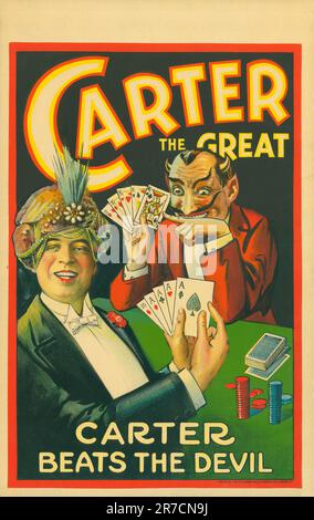 San Francisco, California: 1926 Una scheda della finestra del mago di scena Charles carter, anche conosciuto come carter il grande. Foto Stock