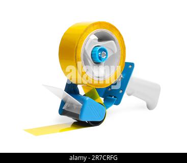 Dispenser portatile con rotolo di nastro adesivo isolato su bianco Foto Stock