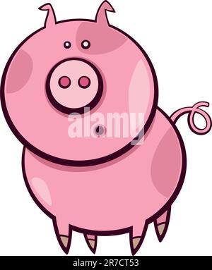 Illustrazione del fumetto di divertenti sorpreso di maiale Illustrazione Vettoriale
