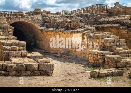 ROVINE ROMANE (22-10 A.C.) CESAREA ISRAELE Foto Stock