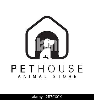 PET House Logo Design PET Paw House Dog e logo Cat Illustrazione Vettoriale