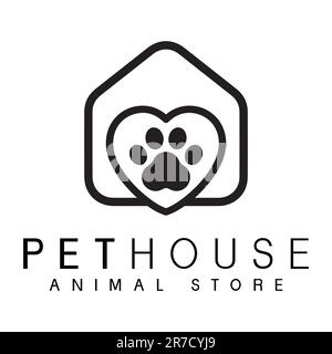 PET House Logo Design PET Paw House Dog e logo Cat Illustrazione Vettoriale