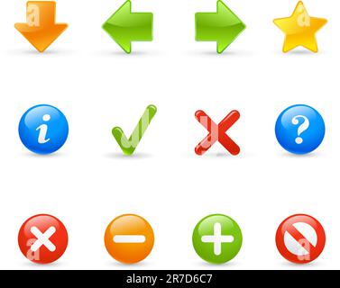 Icone gel per il sito Web o la presentazione. Illustrazione Vettoriale