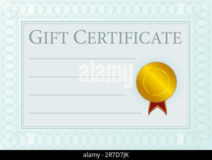 Blank Gift Certificate Documento con sigillo d'Oro Illustrazione Vettoriale