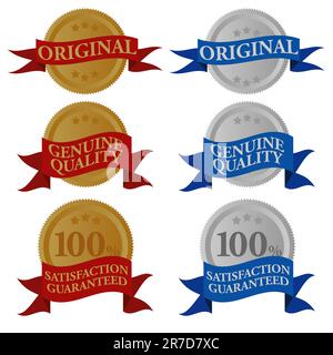 Set di guarnizioni - sigilli di qualità con segni diversi in due colori Illustrazione Vettoriale