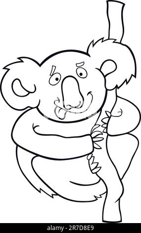 Cartoon illustrazione della Australian Koala per libro da colorare Illustrazione Vettoriale