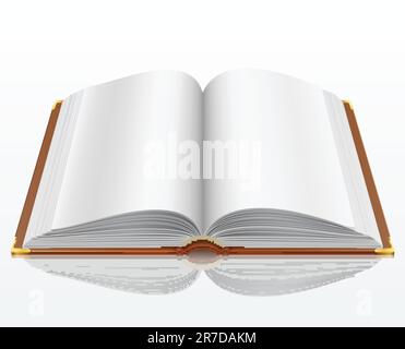 Libro aperto con isolati su bianco. Illustrazione Vettoriale. Illustrazione Vettoriale